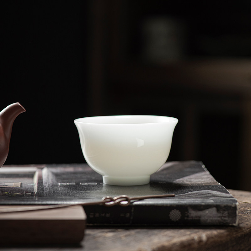 德化陶瓷茶杯白瓷主人杯冰种玉瓷盖碗茶