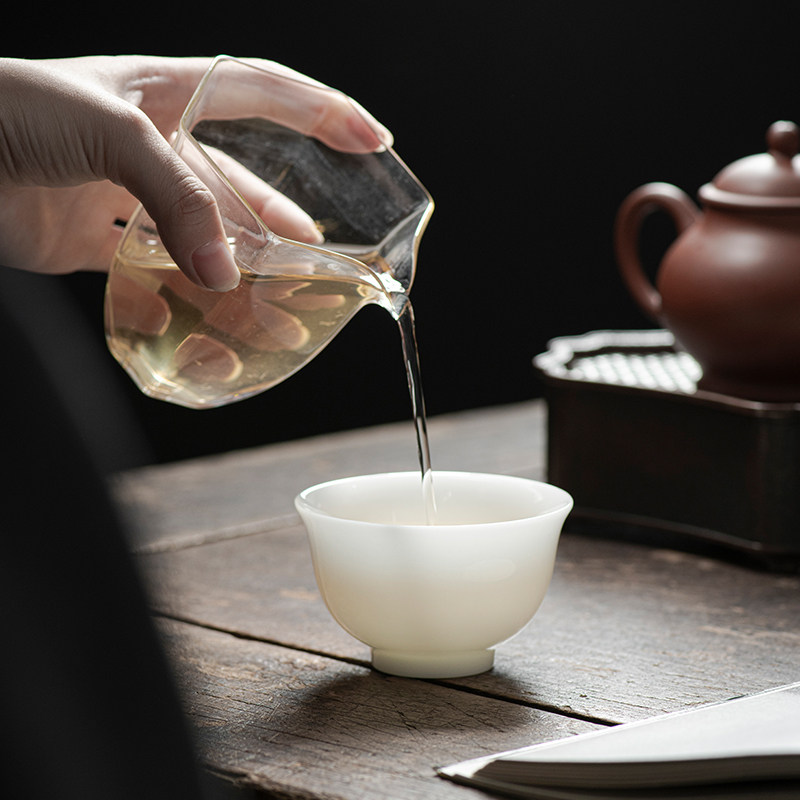 德化陶瓷茶杯白瓷主人杯冰种玉瓷盖碗茶