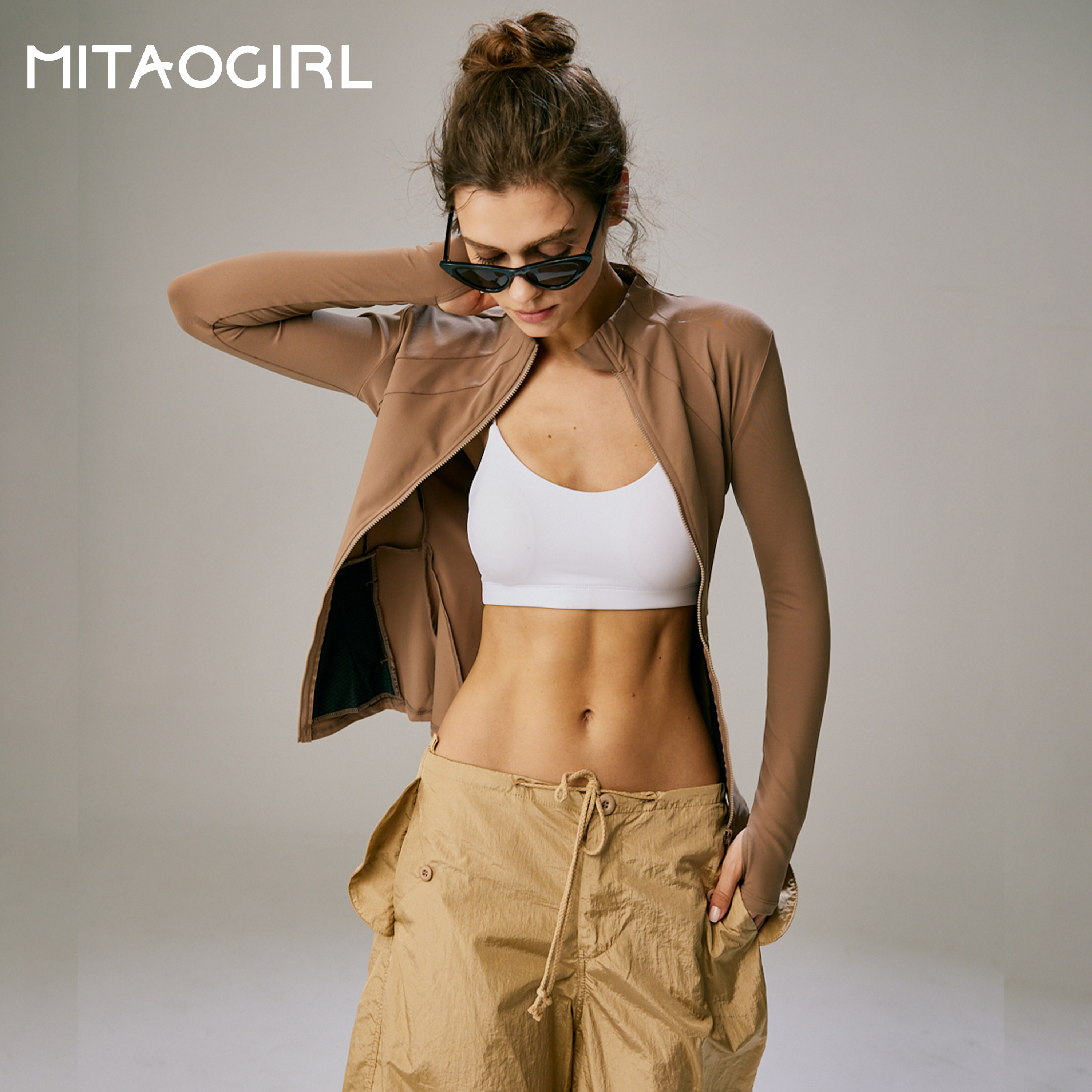 MITAOGIRL肯豆运动外套女修身户外健身上衣秋冬款加绒立领瑜伽服,淘宝优惠券,粉丝福利购,淘宝优惠卷