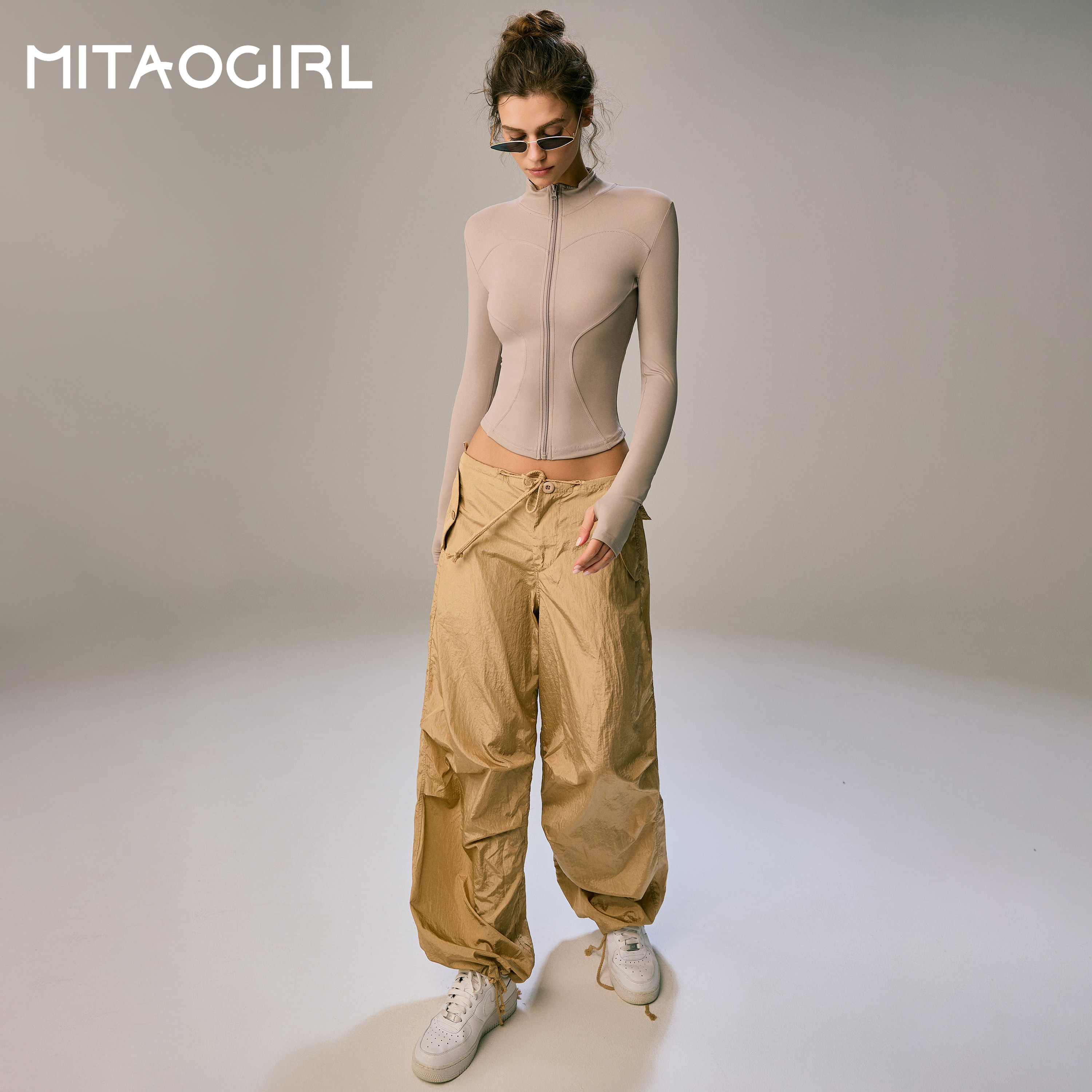 MITAOGIRL肯豆瑜伽外套女跑步立领开衫运动上衣秋冬季短款健身服,淘宝优惠券,粉丝福利购,淘宝优惠卷