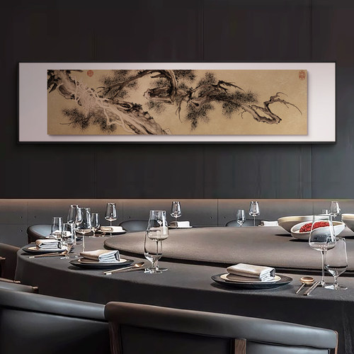 东方美学民宿茶室禅意背景墙艺术挂画新中式茶室长条横幅装饰画 - 图2