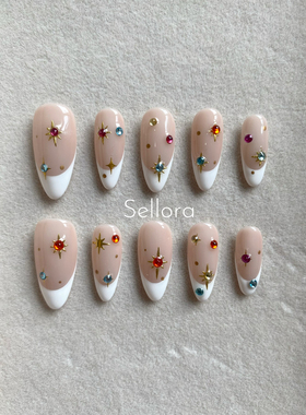 【Sellora法式系列】老钱风纯手工穿戴甲气质欧美ins风美甲甲片