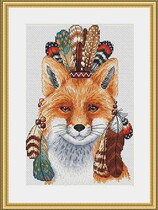 Cross embroidered source file Indian fox in the middle of the