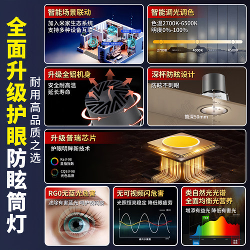 雷迪航小山丘射灯普瑞全光谱护眼嵌入式深杯防眩led射灯客厅家用 - 图1
