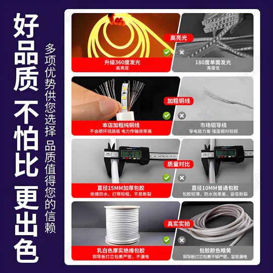 Led round flexible neon light with waterproof