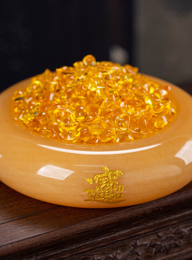 藏钰福天然玉石聚宝盆中式摆件