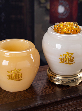 藏钰福迷你聚宝盆玉石摆件中式