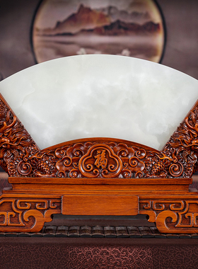 藏钰福天然玉石屏风中式摆件礼品