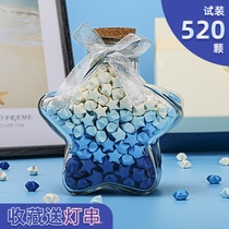 Gradient Stars Origami Origami Glass Bottles Folded Stars Glass Bottle Air Lucky Stars Glass Pentagram Drift Bottle 520 Night Light Xu May Bottle Children Birthday Present Send Boyfriend Luminous Transparent Diy Creative Bottle