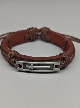 跨境欧美饰品个性复古编织皮革手链简约抽拉调节男女手环手绳