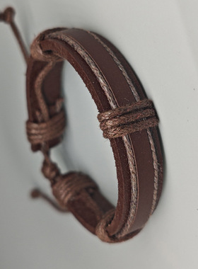 欧美网红饰品厂家货源复古单串手链简约编织皮革手环绳可调女