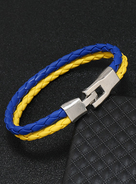 跨境热销创意蓝黄拼色手链拼色革