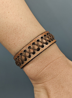 欧美复古做旧编织牛皮手链简约个性朋克风男网红细款跨境复古