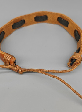 复古抽绳真皮手环可调节个性国风欧美日韩范民族手链可调编织