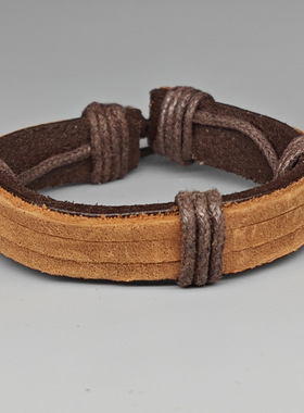 新中式可调节皮革手环学生个性小中森系做旧民族异域风情欧美