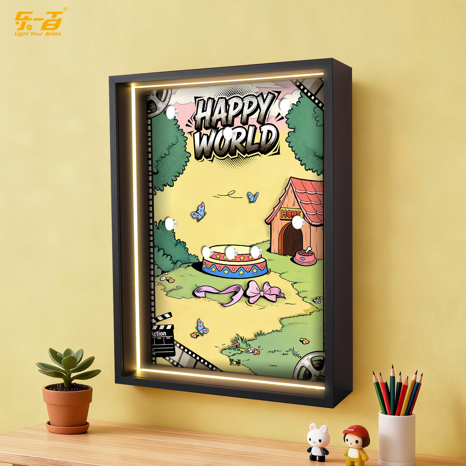 乐一百用泡泡玛特DIMOO WORLD迪士尼毛绒搪胶系列相框灯光展示盒,淘宝优惠券,粉丝福利购,淘宝优惠卷