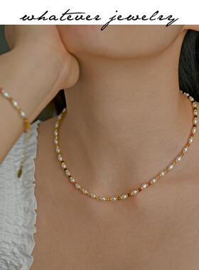 彩色多巴胺碧玺珍珠高级感项链