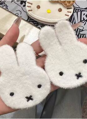 自制米菲兔毛绒卡通发帖刘海贴甜美少女讹钱无痕魔术贴发饰