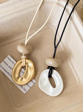 韩国ins简约几何不规则吊坠长款项链女小众设计时尚气质百搭配饰