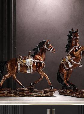 树脂高档马到成功马摆件新中式