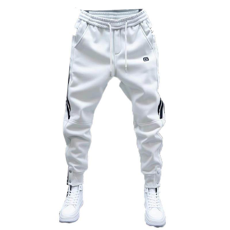 潮牌男士加绒卫裤2025年秋冬季新款高端刺绣拼接束脚休闲运动男裤,淘宝优惠券,粉丝福利购,淘宝优惠卷