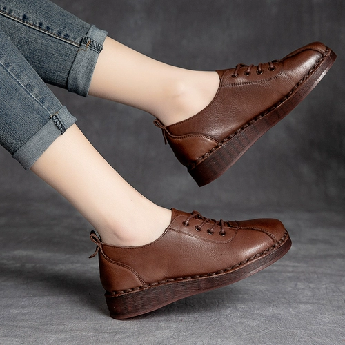 Обувь на платформе, туфли для матери в английском стиле для кожаной обуви, из натуральной кожи, мягкая подошва, в британском стиле