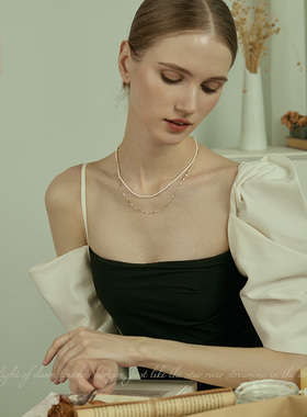 AIR-HORIZON切面链珍珠叠戴项链