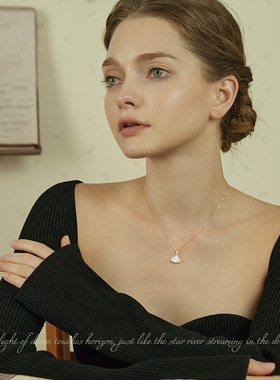 AIR-HORIZON贝母纯银女扇形项链