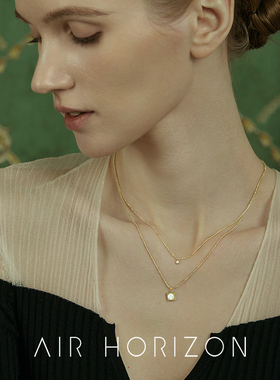 双层叠戴天然白贝母项链