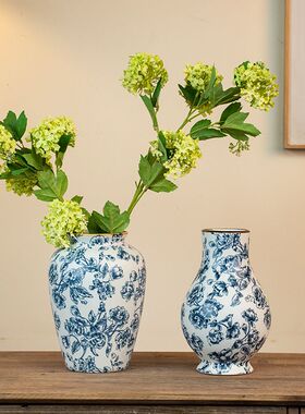 景德镇青花陶瓷花瓶轻奢高档花器可水培养干花客厅桌面玄关装饰