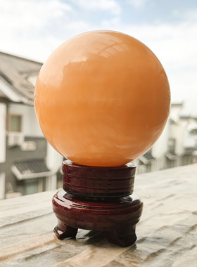 玉石圆球白玉风水球摆件大圆石春水晶球黄玉球家居客厅石雕装饰