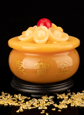 元宝摆件客厅玄关礼品米黄玉