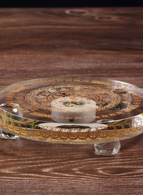 水晶底座托七彩发光插电LED灯桌面摆件舍利塔摆放佛像展示用带灯