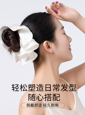 真丝大肠发圈白色手工钉珠