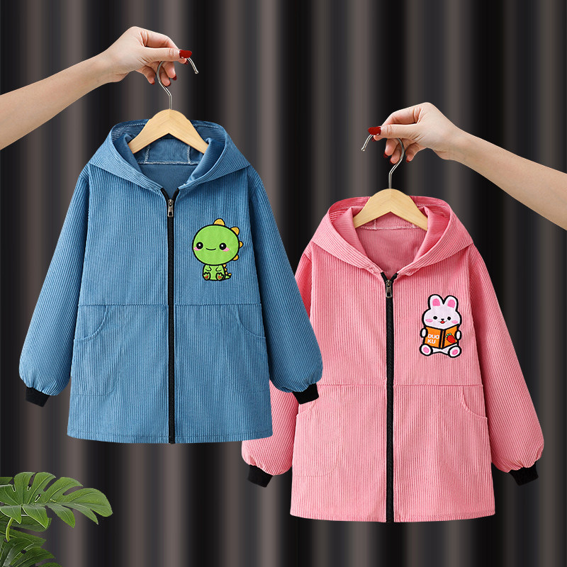 灯芯绒宝宝吃饭围兜女孩长袖儿童罩衣秋冬幼儿园饭兜男孩画画衣服,淘宝优惠券,粉丝福利购,淘宝优惠卷