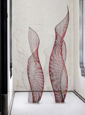 新中式铁艺创意摆件风生水起抽象庭院花园雕塑酒店大堂会所装饰品