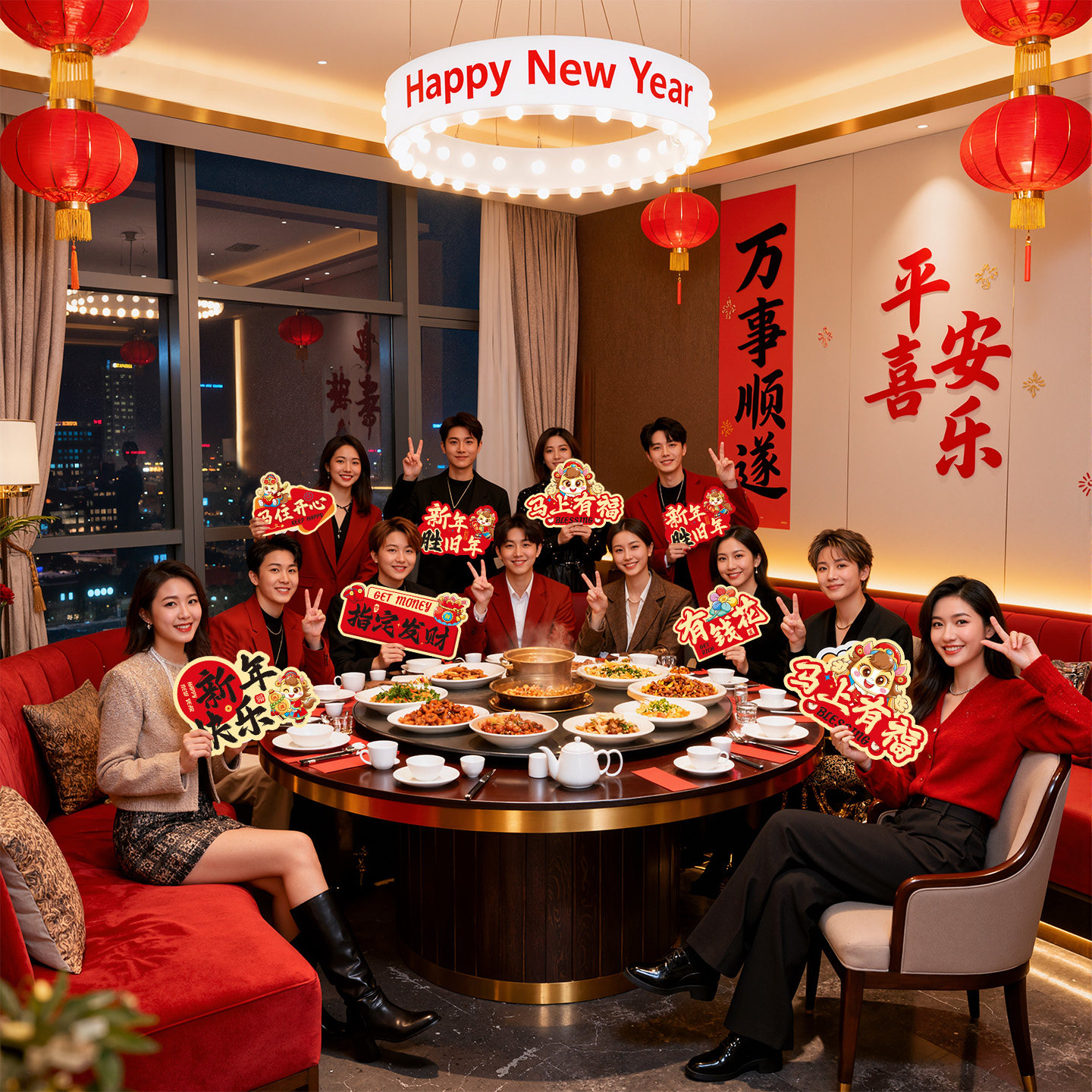 新年春节拍照道具kt板手举牌2026马年过年公司年会团建布置装饰品,淘宝优惠券,粉丝福利购,淘宝优惠卷