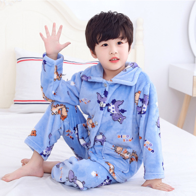 秋冬季卡通儿童法兰绒睡衣家居服