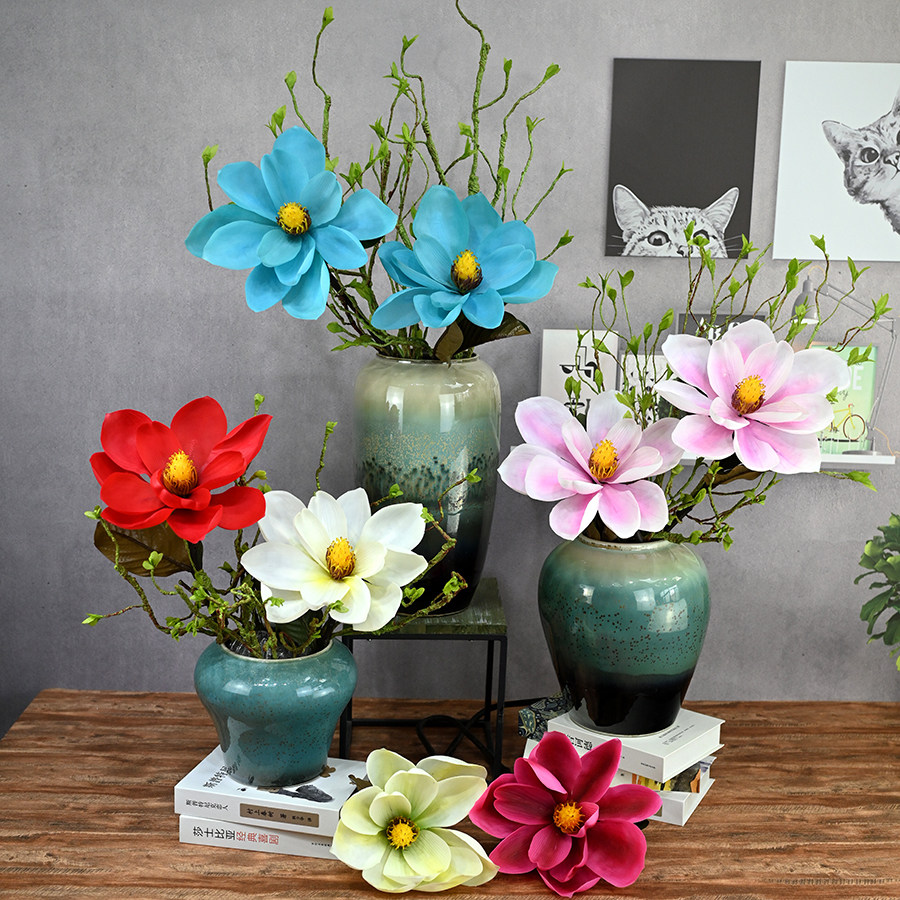 玉兰花仿真兰花室内家居装饰摆件高档PU手感单支插花电视柜落地花,淘宝优惠券,粉丝福利购,淘宝优惠卷