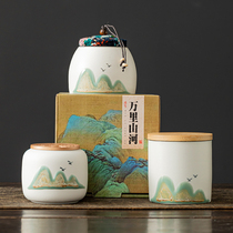 National Tide Hand-painted Ceramic Carry-on Mini Tea Leaf Jars Seal Tank Clothing Red Green Tea Pu-erh Tea Gift Box set up logo