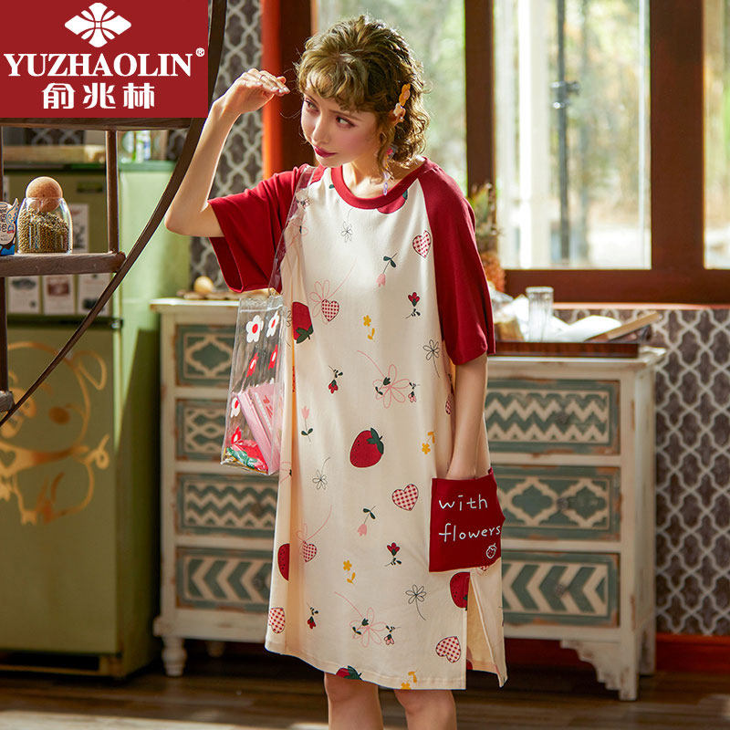 俞兆林夏季纯棉短袖可爱韩版睡裙 俞兆林虹妙睡裙