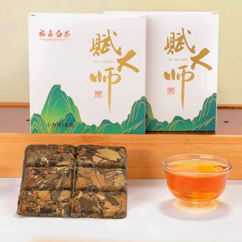 飘香韵 福鼎白茶 2014原料老白茶小方片老寿眉小茶饼干茶叶礼盒装 - 图2