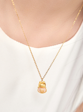 大英博物馆巴斯特系列粉晶招财猫WINK古法项链生日礼物女