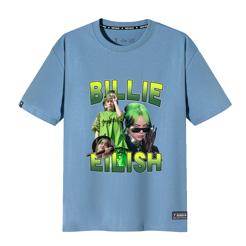 欧美嘻哈碧梨周边比莉同款T恤短袖BILLIE EILISH宽松情侣半袖衣服 - 图0