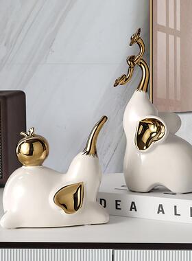 轻奢高档柿柿如意小象摆件家居客厅玄关酒柜电视柜装饰品乔迁新居