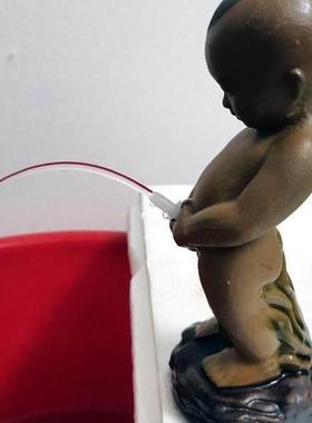 陶瓷尿尿童子撒尿小孩假山循环流水盆鱼缸景观吸水石盆景摆件装饰