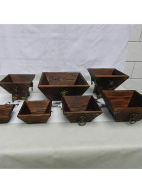 老式覆古实木斗升日进斗金摆件创意客厅装饰店铺摆设开 张开 业礼