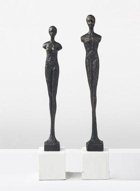 铸铁钓鱼体操人物黑色摆件样板房铜金属酒店现代轻奢家居软装饰品