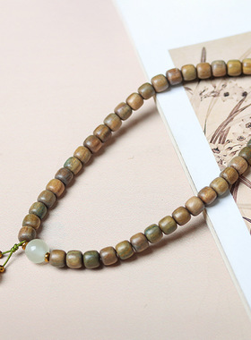 夏梦款DIY绿檀木桶珠手链 首饰厂家批发男女民族风念珠装饰念珠