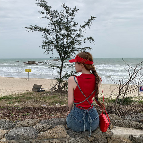 李李服饰元气减龄绑带背带牛仔短裤女2026年夏款宽松显瘦连体热裤 - 图1